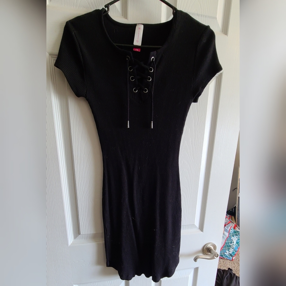 M Ribbed lace up mini dress